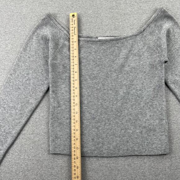 WAYF Sweater Womens L Gray Off Shoulder Ribbed Knit Top Minimalist Soft Capsule - Picture 5 of 9